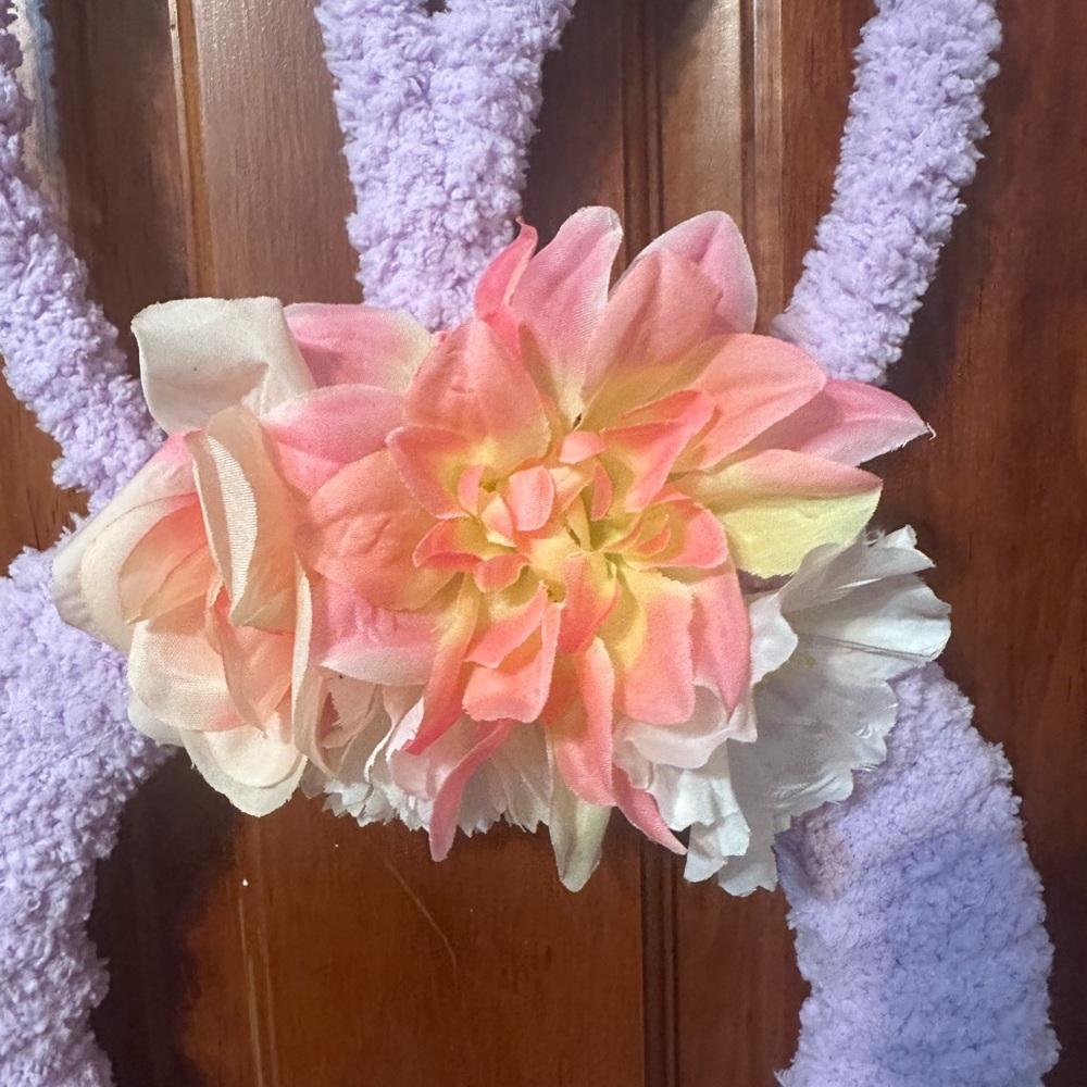Handmade Purple Bunny Wreath With Flowers - Picture 12 of 16